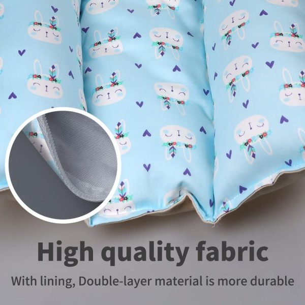 Life'bea Premium Quality Small Pet Bed for All Small Animals; and Rabbits pad Soft and Warm Cuddle Flop Bunny Hugger Beds Bedding Small Animal Bedding with Zipper (Small, Blue Bunny Head) - Image 2