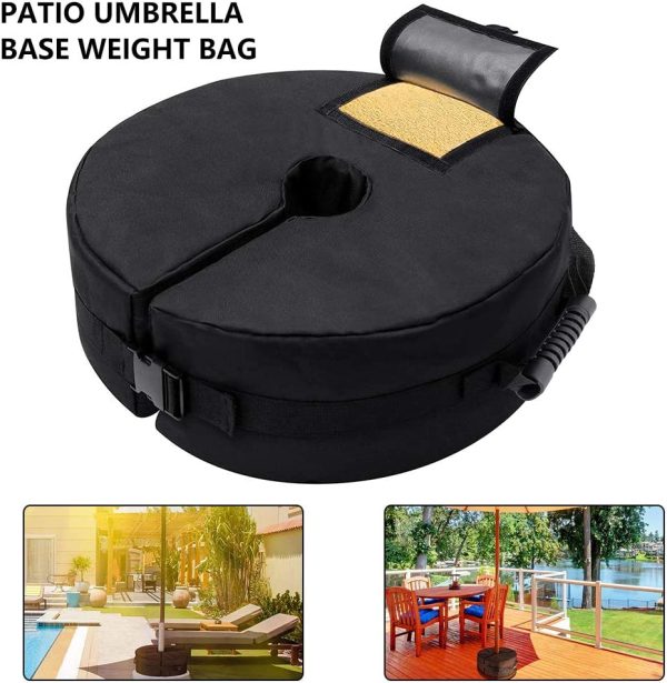 Patio Umbrella Base Weight Bag 18"" Round Sand Stand Detachable Weatherproof Parasol Umbrella Weights Sand Bags, Heavy Duty, for Flagpole or Outdoor Patio Umbrella Stand - Image 2