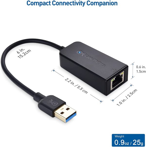 Cable Matters USB to Ethernet Adapter (USB 3.0 to Ethernet) Supporting 10/100/1000 Mbps Ethernet Network in Black - Image 3