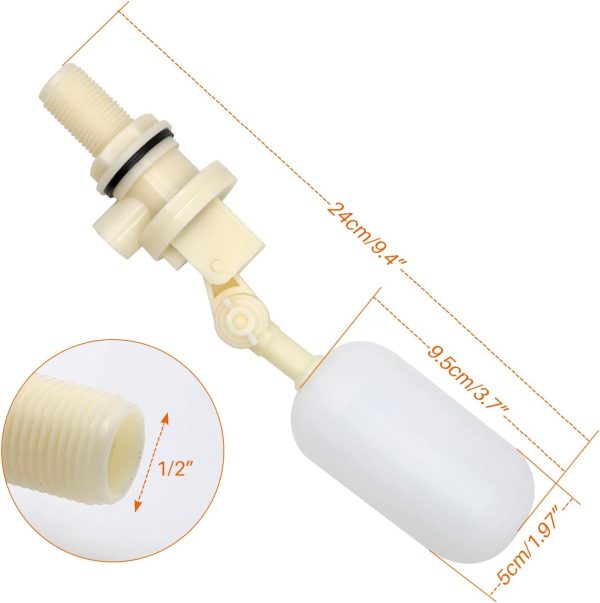 NC 3PCS Water Float Valve with Adjustable Arm, Automatic 1/2 Float Ball Valve with Water Level Shut Off for Water Tank Pond Livestock Horse Cattle Goat Sheep Pig Dog Waterer - Image 4