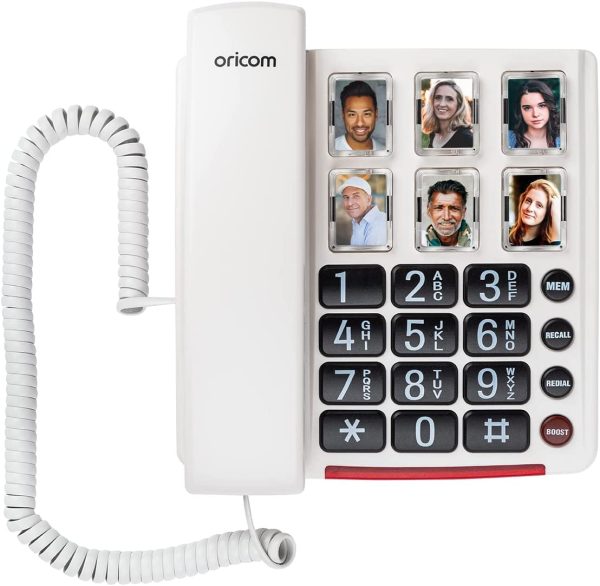 Oricom CARE80 Amplified Phone. User Friendly Corded Phone with 6 Large One-Touch Picture Memory Buttons. For Persons Suffering from Memory Loss, Moderate to Severe Hearing Loss and or Low Vision. - Image 4