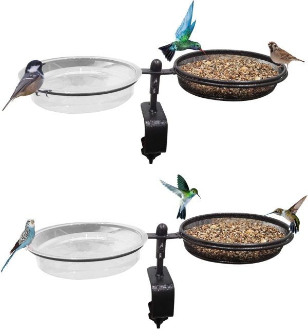 Deck Bird Feeders Deck Mount Bird Bath Spa for Dual Use Deck Flower Stand Flower Pot Great for Attracting Birds Detachable and Adjustable Heavy Duty Sturdy Steel,Bronze??Pack - Image 6