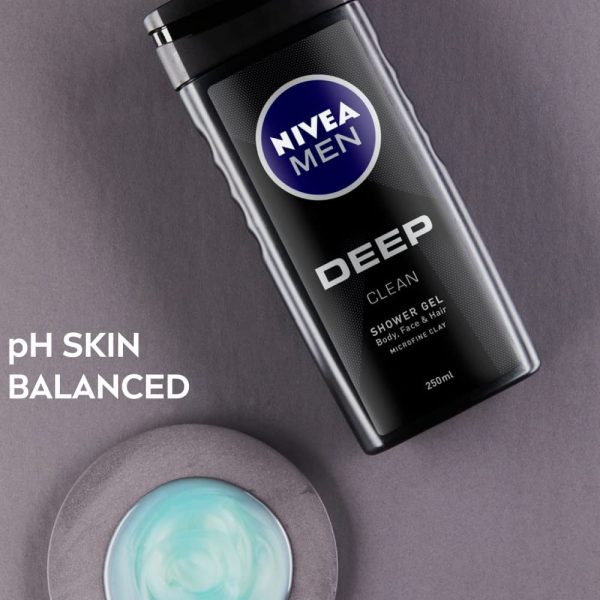 NIVEA MEN DEEP Clean 3 in 1 Shower Gel & Body Wash formulated with Microfine Clay 500ml