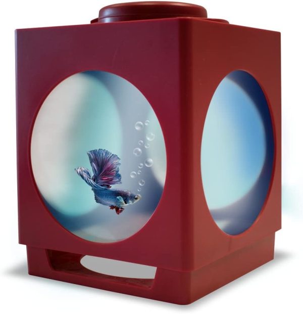 Tetra Betta Projector Fish Tank Designer Aquarium for Betta Fish Bordeaux 1.8L