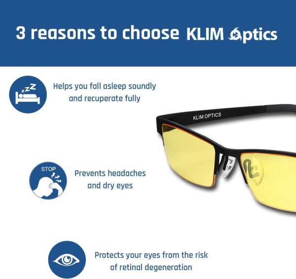 KLIM Optics Blue Light Blocking Glasses + Reduce Eye Strain and Fatigue + Gaming Glasses for PC Mobile TV + Blocks 92% Blue Light + Computer Glasses with UV Protection + NEW 2022 VERSION - Image 5