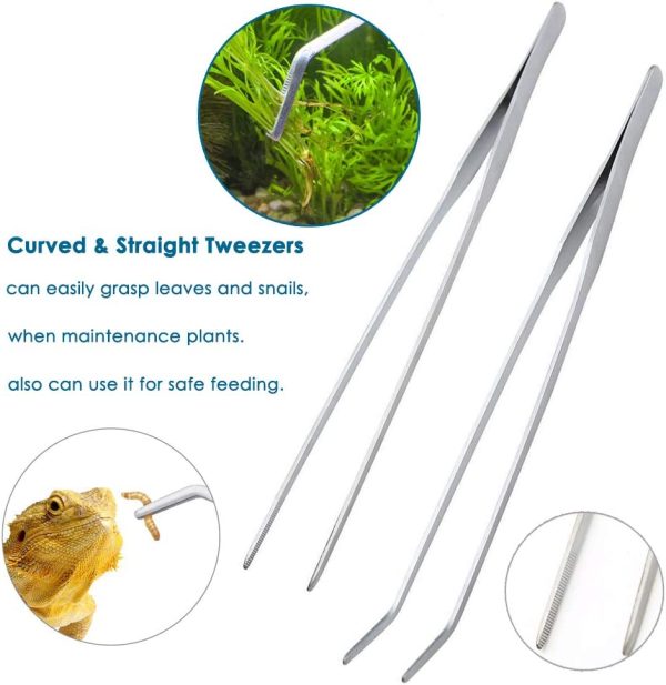 capetsma Aquascape Tools, Long Stainless Steel Aquarium Plant Tools Aquarium Tweezers Scissors Spatula Tool Set Bonsai Kit Algae Scrapers Aquarium Cleaning Kit for Fish Tank Starter kit - Image 2