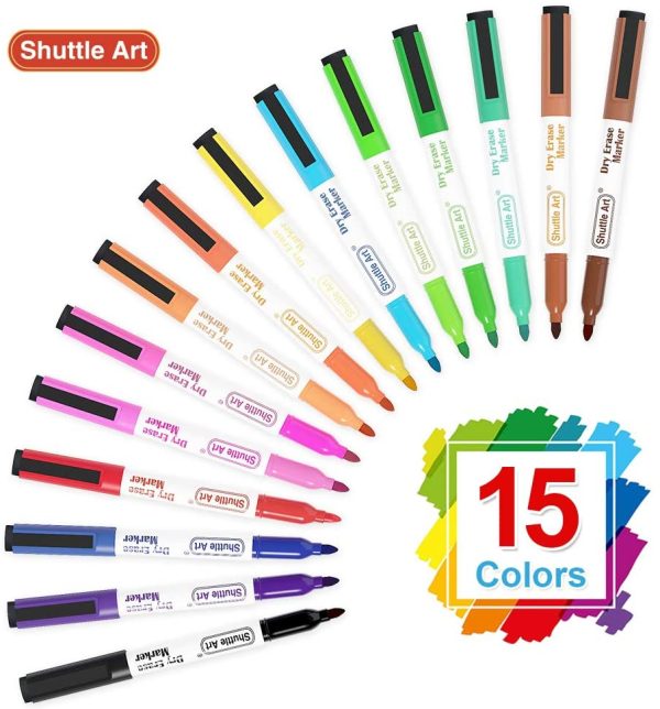 Dry Erase Markers,  15 Colors Magnetic Whiteboard Markers with Erase,Fine Point Dry Erase Markers Perfect For Writing on Whiteboards, Dry-Erase Boards,Mirrors for School Office Home - Image 4