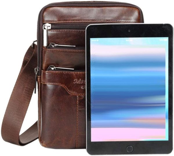 Leather Shoulder Messenger Bag for Men Travel Business