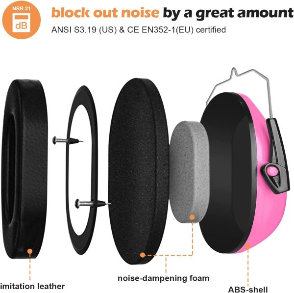 Kids Safety Ear Muffs Noise Reduction Ear Hearing Protection Earmuffs ?CPink - Image 2