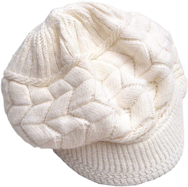 SYAYA Women Winter Warm Knit Hat Wool Snow Ski Caps with Visor DMZ01 - Image 3