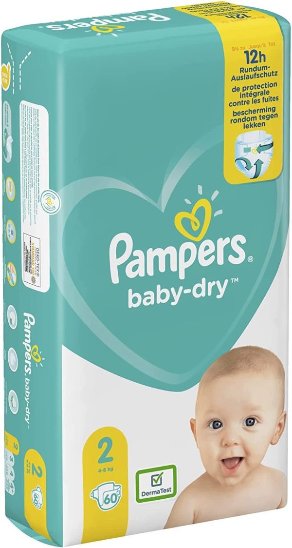 Pampers Baby-Dry Tape Diapers (4kg-8kg) Size 2 Infant, 60 count - Image 3