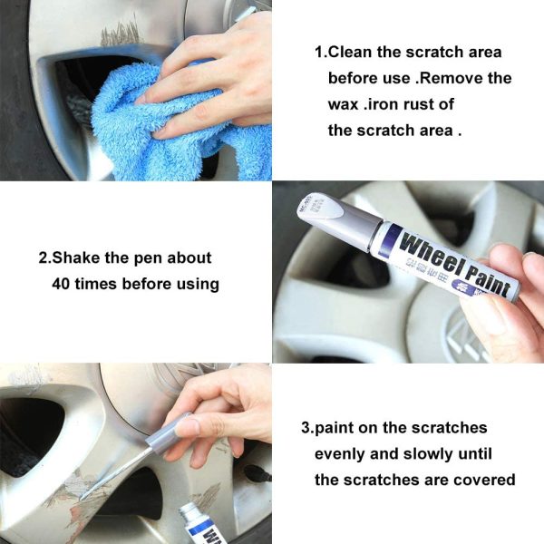 Car Wheel Scratch Remover Anti-rust Wheel Hub Paint Scratch Repair Whaterproof Car Wheel Scratch Repair Kit No Fade Auto Wheel Scratch Repair Paint Filler Car Wheel Scratch Remove (Silver for Wheel) 1 Count (Pack of 1) S-190912