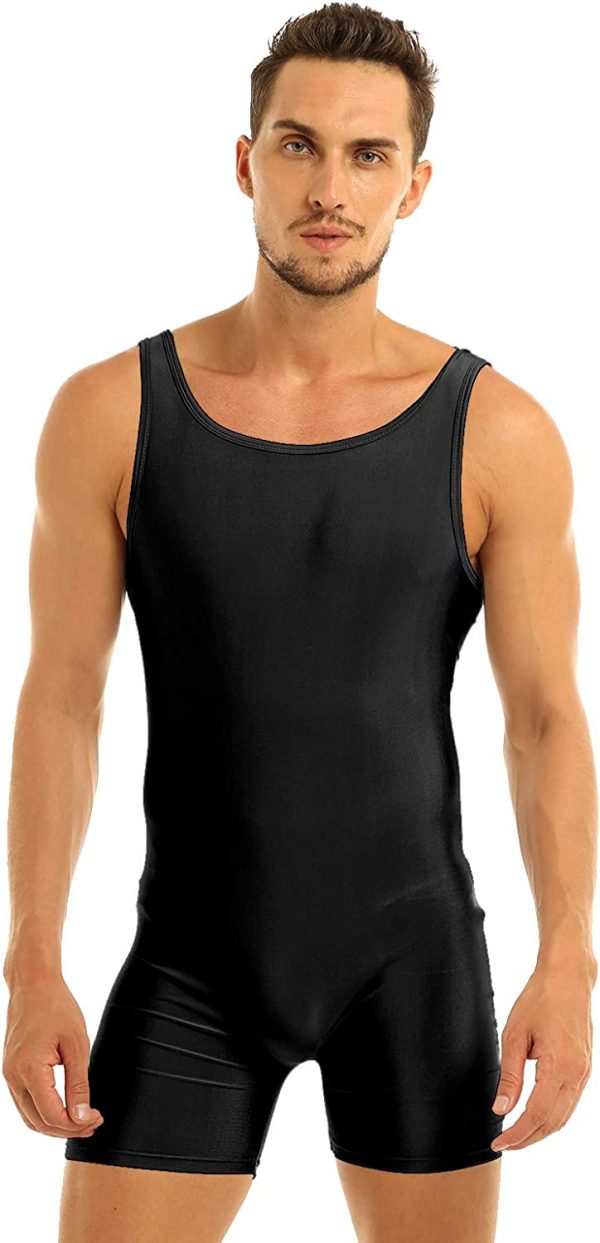 TiaoBug Mens Stretchy One Piece Sleeveless Tank Unitard Bodysuit Sport Workout Dance Biketard - Image 2