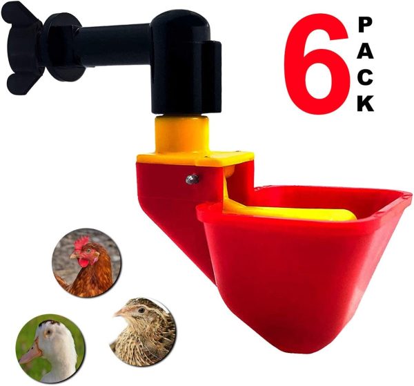 Cruzadel 6 Pack - NO PECK Chicken Waterer Automatic Refill Poultry Drinker Cups Float Type (Mounting Hardware Included) - Image 2