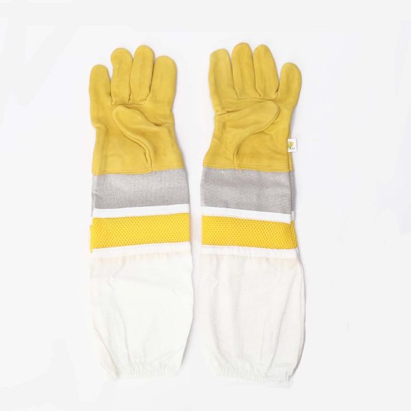 lehom Beekeeping Gloves,Bee Keeping Gloves,Goatskin Leather Beekeeper's Glove,Professional Beekeeping Supplies with Long Canvas Sleeve & Elastic Cuff - Image 2