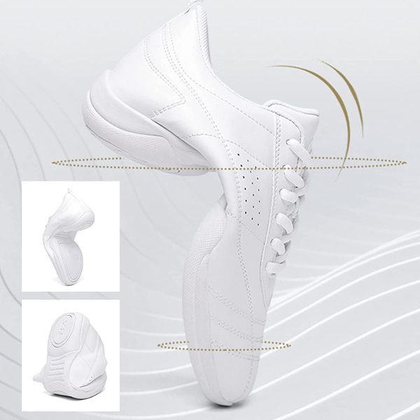 kkdom Adult & Youth White Cheerleading Shoes Athletic Dance Sport Training Shoes Competition Tennis Sneakers Cheer Shoes - Image 6