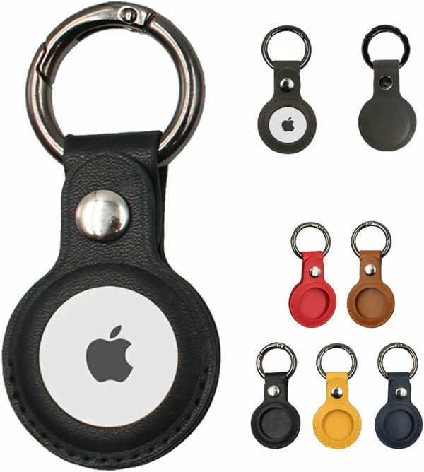 TCG&A (2021) Apple Airtags Scratch Proof Leather Design Protective Case PU with Keychain Loop (Black) - Image 3