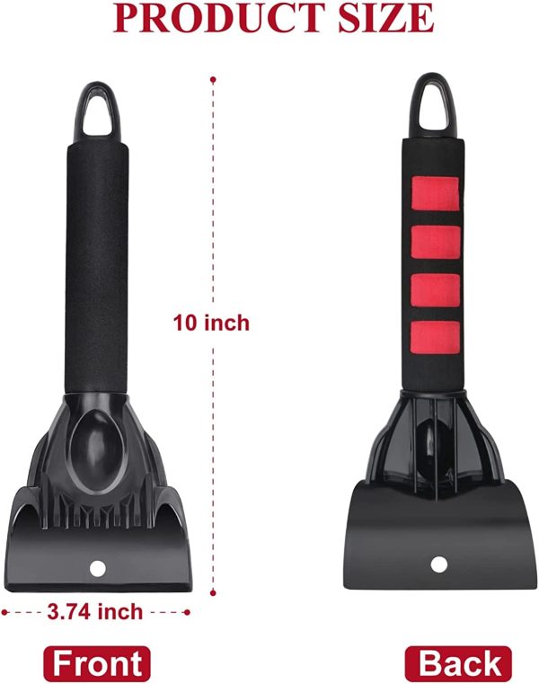 Ice Scraper 2 Pack, Snow Brushes Snow Scraper Frost Ice Removal Tool Snow Ice Brush, Sturdy, Foam Grip, Ice Scraper for Cars and Small Trucks Windshield from Scrape Frost and Ice (Black, 25cm) - Image 5