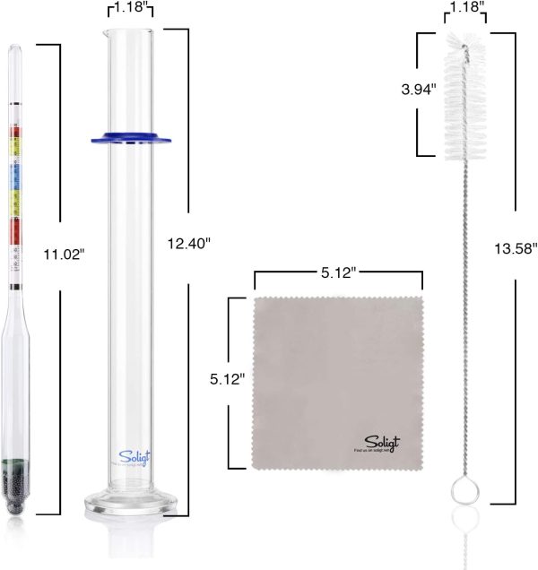 Triple Scale Hydrometer and Glass Jar for Wine, Beer, Mead, Cider & Kombucha-ABV, Brix and Gravity Test Kit - Image 3