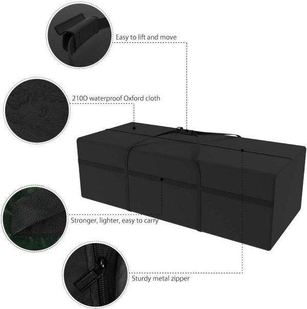 Garden Furniture Storage Bag, Heavy Duty Waterproof Large Outdoor Patio Furniture Storage Bag, 210D Oxford Fabric Cushion Cover Bags Christmas Tree Home Accessories Storage Bag (Black) - Image 4