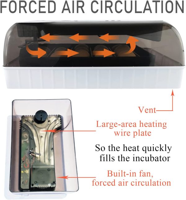 Triocottage Automatic Egg Incubator for Hatching Chickens/Ducks/Quails/Birds/Turkey Eggs,Built-in Egg Candler, Backyard Small Hatch Machine