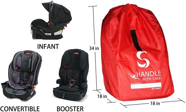 SLYNNAR Car Seat Travel Bag for Airplane - Gate Check Bag Fits Convertible Car Seats, Infant Carriers & Booster Seats, Red Upgrade, Red Upgrade - Image 5