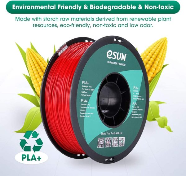 PLA+ 3D Printing Filament PLA PRO Plus Spool 1.75mm 1KG Dimensional Accuracy +/- 0.05mm for 3D Printers,Fire Engine Red