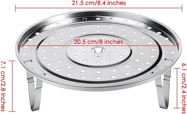 Steamer Rack 8.5/10.2 Inches 304 Stainless Steel Steaming Rack Steam Tray with Removable Legs for Steamer Cookware Instant Pressure Cooker Multi-Functional Steamer Basket (8.5in (22cm)) - Image 4