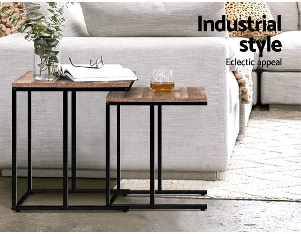 Side Table, Space-Saving Nesting CoffeeTable, Industrial Sofa End Table for Living Room Bedroom - Image 6