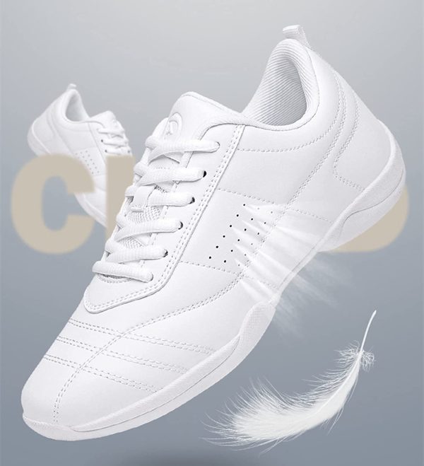 kkdom Adult & Youth White Cheerleading Shoes Athletic Dance Sport Training Shoes Competition Tennis Sneakers Cheer Shoes