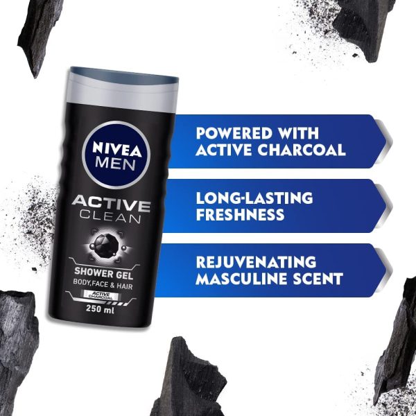 NIVEA MEN Active Clean Shower Gel & Body Wash with Active Charcoal 500ml - Image 7