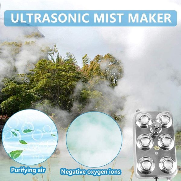 Niome Mist Maker fogger, 6 Head Ultrasonic Mist Humidifier 304 Stainless Steel with Transformer for Gardening and Swimming Pool - Image 3