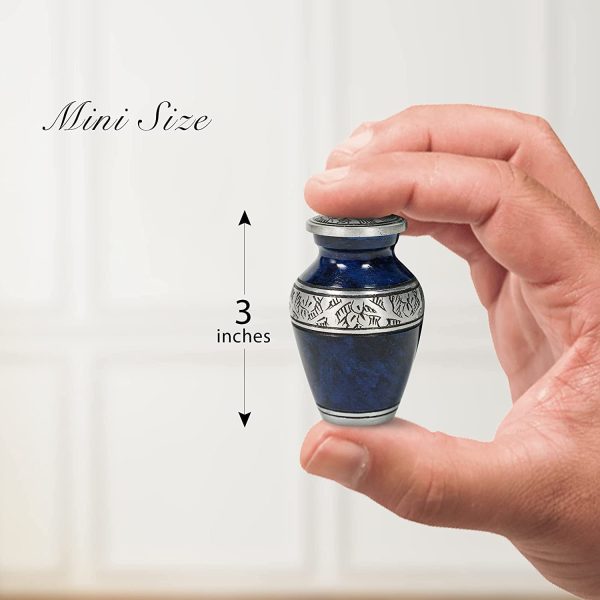 Set of 4 SmartChoice Keepsake Cremation Urns for Human Ashes - Handcrafted Funeral Memorial Mini Urns in Elegant Marbelized Royal Blue