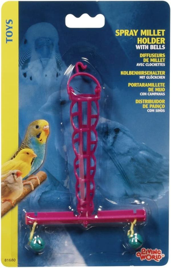 Living World Spray Millet Holder with Bell Bird Toy - Image 2