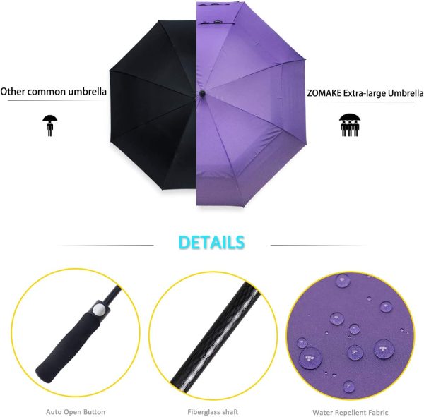 ZOMAKE Automatic Open Golf Umbrella 58/62/68 inch Large Rain Umbrella Oversize Windproof Umbrella Double Canopy for Men Women - Image 5