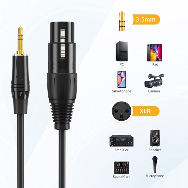 CableCreation (1/8 Inch) 3.5mm to XLR Cable, Balanced XLR Female to 3.5mm Microphone Cable 3 Feet/0.9M, Black - Image 2