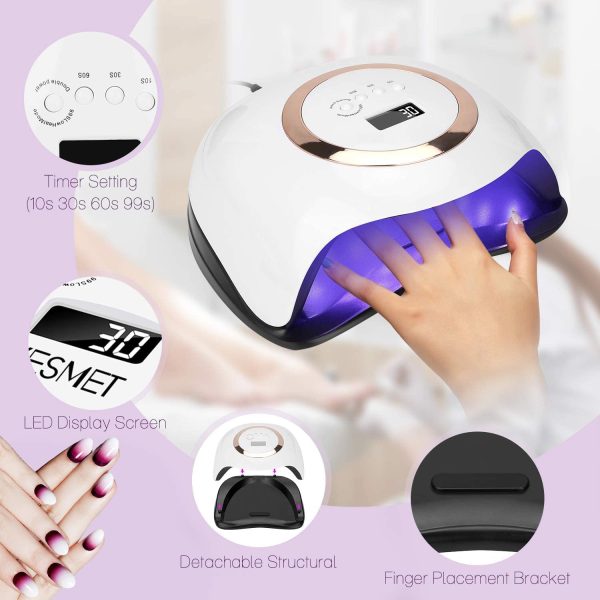 YESDEX UV Nail Lamp, Professional 168W UV LED Nail Dryer for Gel Polish, Ultra Fast Gel Nail Dryer 42 LED UV Curing Lamp for Resin Curing & Gel Nail Dryer with 4 Timer Setting (BUY ONE GET ONE Mini Portable USB UV Nail Dryer FREE)