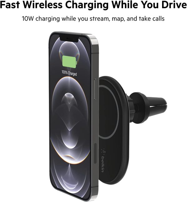 BoostCharge Wireless Charging Magnetic Car Phone Mount Holder, Black, WIC004BTBK - Image 2