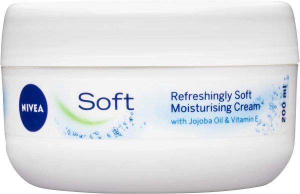 NIVEA Soft Moisturising Cream (200ml), Refreshing Moisturiser for Face, Body & Hands with Vitamin E and Jojoba Oil, Hand Cream Moisturises Deeply, All Purpose Body Lotion - Image 3