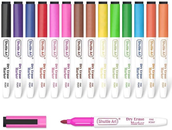 Dry Erase Markers,  15 Colors Magnetic Whiteboard Markers with Erase,Fine Point Dry Erase Markers Perfect For Writing on Whiteboards, Dry-Erase Boards,Mirrors for School Office Home - Image 3