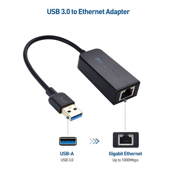 Cable Matters USB to Ethernet Adapter (USB 3.0 to Ethernet) Supporting 10/100/1000 Mbps Ethernet Network in Black - Image 4