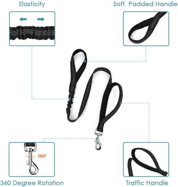 SlowTon Double Dog Seat Belt and Dog Leash Set, Dual Detachable Pet Car Seatbelt and Pet Lead for Two Dogs, Adjustable Safety Belt and Leash with Elastic Reflective Stripe Connect with Dog Harness - Image 2