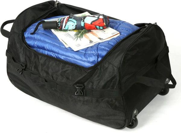 Rock Cloud Foldable Duffle Bag with Wheels??85L??Lightweight Oxford Collapsible Large Duffel Luggage Bag with Rollers for Camping Travel Gear - Image 4