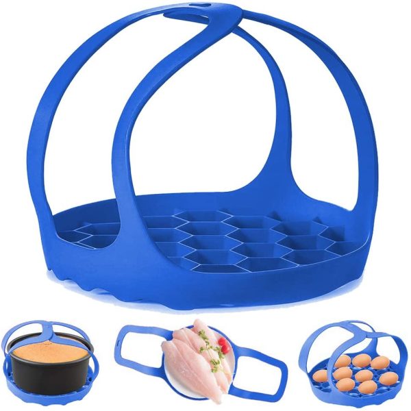 Pressure Cooker Sling??Silicone Bakeware Sling for Instant Pot 6 Qt/8 Qt Anti-scalding Bakeware Lifter Steamer Rack??BPA-Free Silicone Egg Steamer Rack (Blue) - Image 4