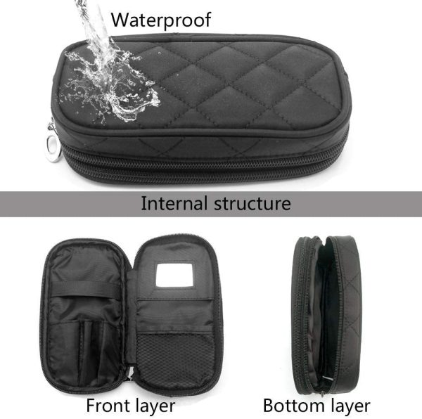 Small Makeup Bags for Women, Travel Cosmetic Bag, 2 Layer Beauty Brush Toiletry Bag with Mirror - Image 7