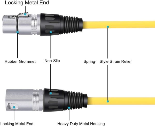 Neewer 6-Pack 1 Meter Audio Cable Cords, XLR Male to XLR Female Microphone Color Cables(Green, Blue, Purple, Red, Yellow, Orange) - Image 7