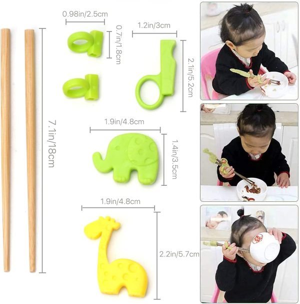 Training Chopsticks, 4 Pairs Kids Children Chopsticks Reusable Bamboo Easy to Use Chopsticks Helper Learner Chopsticks Right or Left Handed for Beginners Kids and Adults - Image 3