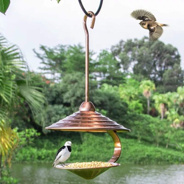 D.YAO Outdoor Hanging Wild Bird Feeder,Metal Hopper Bird Feeder for Garden Yard Outside Decoration.Copper Surface Treatment. - Image 5