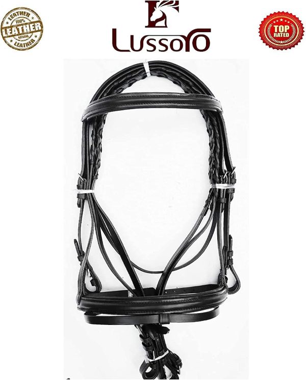 Lussoro Leather English Riding Horse Saddle Starter Kit for Horse Riding Gift Set Black (Size 16) - Image 6