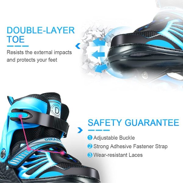 Staright Adjustable Illuminating Inline Skates with Light Up Wheels for Kids and Youth Girls Boys Inline Skates - Image 9